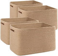 4 Pack Storage Baskets for Organizing, Woven Baskets for Shelves - Perfect for Toys, Books, Towels, and Clothes, Durable Gift Basket Bins Toy Storage, 12.7''L x9''W x7.8''H, Jute by SIXDOVE