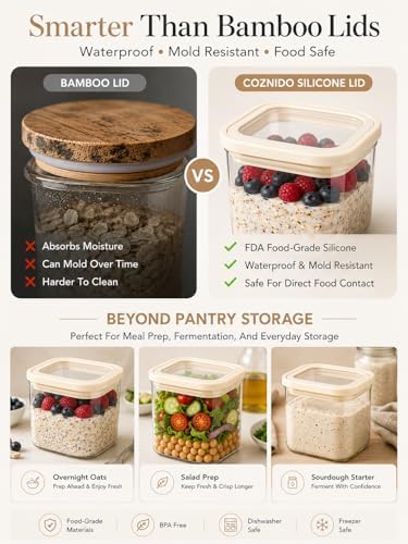 Square Glass Pantry Storage Containers with Glass Lids 4pcs 40fl.oz - Image 4