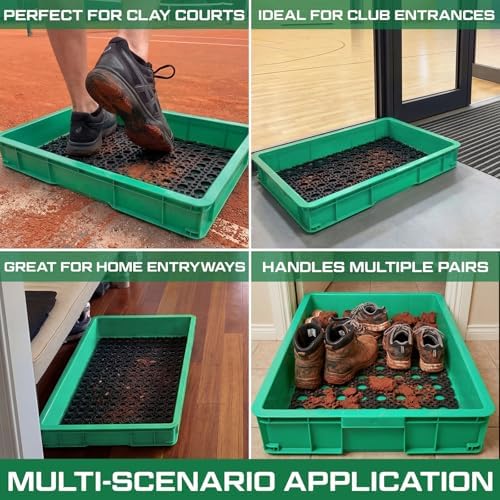 Cinnvoice Tennis Court Shoe Cleaning Tray with Brush Mat, Clay & Sand Removal for Courts, Sports Facilities, Entryway Boot Cleaner, 24 x 16.5 x 3.7 Inches - Image 6