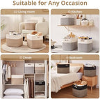 OIAHOMY 13 Inch Cube Storage Bins, 3-Pack Cotton Rope Woven Baskets for Organizing, Insert Storage Baskets for Shelves, Baby Nursery, Closet Organizer, 15 * 13 * 12.6IN, Brown & White - Image 6