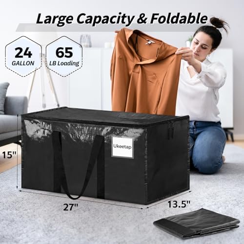 ukeetap 8 Pack Extra Large Clothes Storage Bins with Lids,Black - Image 2