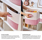 R RUNKA Storage Cube Baskets for Organizing 11 inch-3 Pack- Square Baskets for Cube Storage, Closet Storage Bins - Woven Cube Storage Bins for Shelves- Cube Drawer- Ideal for Toy Storage White & Pink - Image 7