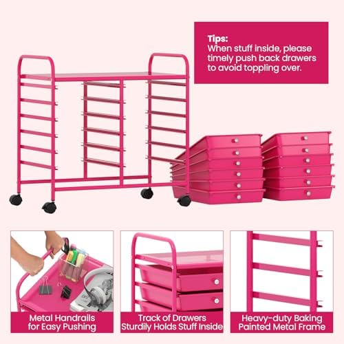 COSTWAY 12-Drawer Rolling Storage Cart, Utility Storage Organizer Cart - Image 6