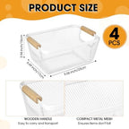 Ziliny 4 Pcs Mesh Wire Baskets for Organizing, Small, Cream White - Image 2