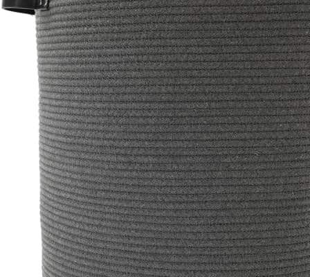 16"x20" Extra Large Cotton Rope Basket with Zipper Lid, Woven Laundry Hamper and Blanket Storage Basket, Round Clothes Bin for Living Room Bedroom, Dark Grey - Image 2