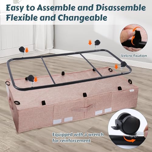 Supowin Under Bed Storage with Wheels, 2Pack Rolling Underbed Storage - Image 5