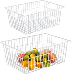 15.2" Metal Wire Baskets for Organizing 6 Pack, Household Pantry Storage Freezer Organizer Bins with Handles, Freezer Baskets for Upright Freezer, Refrigerators, Kitchen Cabinets, White - Image 4