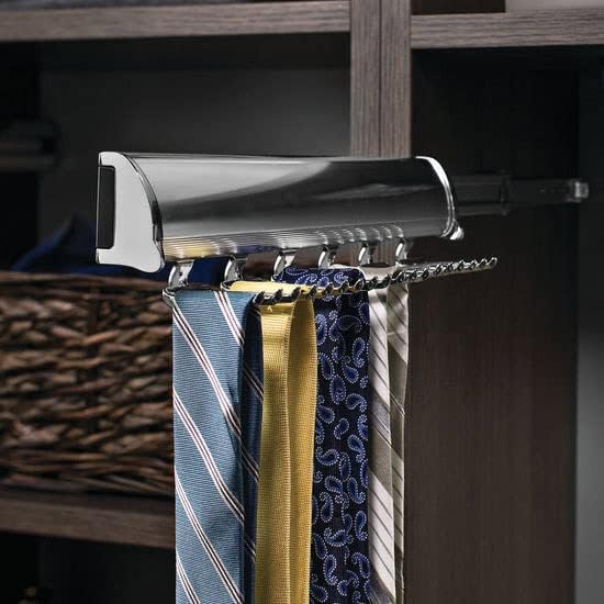 TAG Hardware Designer 15 Hook Full Extension Telescopic Tie Rack Closet Organizer (Polished Chrome) - Image 2