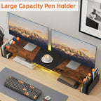 WESTREE Dual Monitor Stand Riser with Pen Holder, Computer Monitor Riser with Adjustable Angle and LED, Desktop Monitor Stand Riser Storage Organizer - Image 4