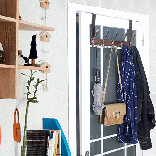 WEBI Over The Door Hook,Door Hanger Hook Rack with 5 Tri Hooks for Hanging,Over Door Towel Rack Door Coat Hanger Door Coat Rack for Bathroom,Behind Back of Door,Antique Copper,2 Packs - Image 6