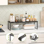 RUILALIFE Expandable Cabinet Organizer Shelf With Adjustable Height, Stackable Kitchen Countertop Organizer Rack, Adjustable Shelf Riser For Kitchen Counter, Pantry, Cupboard, Desk, Tabletop - Image 5