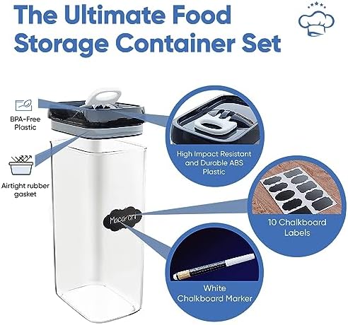 Chef's Path Airtight Food Storage Boxes with Labels - Kitchen Storage - Flour, Cereal, Pasta - Plastic Storage Boxes with Lids (4pcs-3.2L) - Image 2