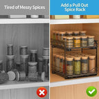 BOIVSHI 2-Tier Spice Rack, Pull Out Cabinet Organizer Spice Racks Height Adjustable Heavy Duty Metal Basket for Inside Cabinets & Pantry Closet(9.5''Wx10.5''Dx9.5''H) - Image 3