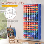 Krafetto 2 Pack 64-Grid Paint Organizer for 2 Oz Bottles, Wall Mount, Blue - Image 3