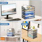 Daltack 6-Tier Paper Organizer for Desk with Handle, Black, 2 Pack - Image 6