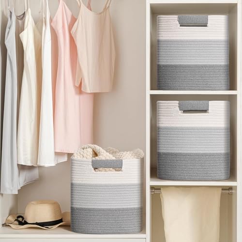 11 Inch Storage Cubes, 6 Pack Cube Storage Bins for Organizing, Cotton Rope Woven Baskets for Shelves, Bathroom, Kids Room, Closets, Baby Nursery - Image 5