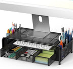Simple Houseware Monitor Riser Stand w/Pull-Out Drawer & Pen Holder, Black by SimpleHouseware