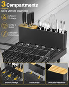TOOLF Extendable Dish Drying Rack for Kitchen Counter, Black - Image 3