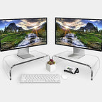 AMT 2 Pack Acrylic Laptop Monitor Stand & Computer Riser with Cat Keyboard Protector, Space-Saving Design, Extra Storage, Clear Shelf - Ideal for Monitors, Laptops, Printers, Desktop Decor - Image 4