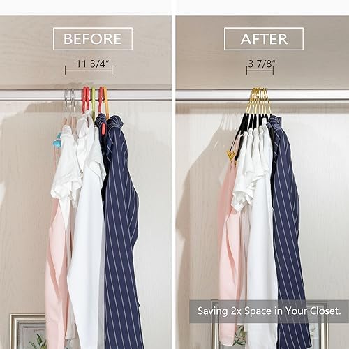 MIZGI Premium Velvet Pants Hangers with Adjustable Clips (Pack of 20) Slim Skirt Hangers- Non Slip Felt Outfit Dress Hangers Black - Gold Hooks,Space Saving Shirt Clothes Hangers - Image 5