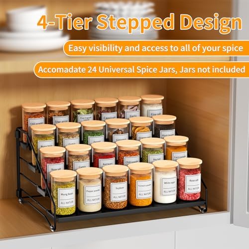 2 Pack Spice Rack Organizer for Cabinet, Depth Adjustable 4 Tier Spice Rack - Image 3