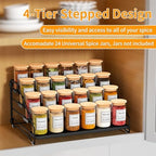 2 Pack Spice Rack Organizer for Cabinet, Depth Adjustable 4 Tier Spice Rack - Image 3