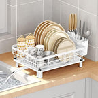 AIDERLY Metal Dish Drying Rack Automatic Drainage, White, Large by AIDERLY