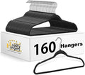 Quality Hangers 160 Pack Plastic Hangers for Clothes - Slim Non-Velvet Hangers with 360° Swivel Chrome Hook & Non Slip Notches - Ideal for Dresses Coats Shirts Jackets & More - Black by QualityHangers