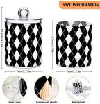 Black White Harlequin Pattern Qtip Holder Apothecary Jars Bathroom Storage Floss Makeup Organizer for Cotton Ball Swab Acrylic 4 Packs - Image 3