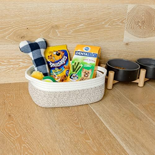NaturalCozy 5-Piece Rectangle Storage Basket Set- Natural Cotton Rope Woven Baskets for Organizing! Small Basket for Montessori, Baby Nursery, Dog Toy Baskets, Cat Toy Box, Bathroom Organization Bin - Image 6