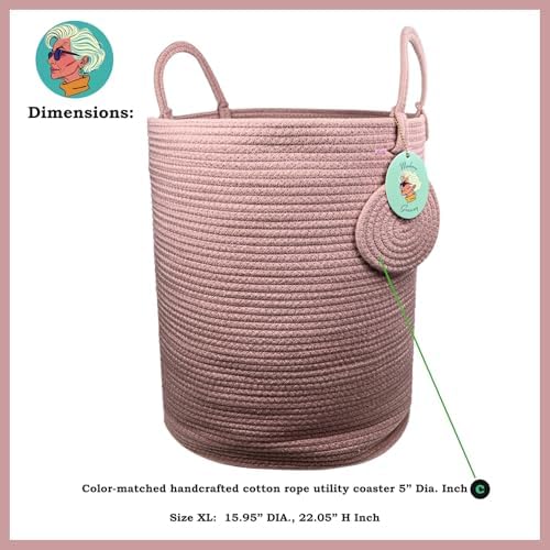 Modern Granny Extra Large Cotton Rope Laundry Hamper 16x22 Inch Dual Secure Woven Handle for Living Room Closet Clothes Blanket Organization - Image 4