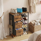 YAOHUOO Shoe Rack Organizer with 3 Fabric Drawers, 6 Tier Shoe Cabinet Storage, Multi-Use Metal Shelf for Entryway,Closet,Living Room - Image 4