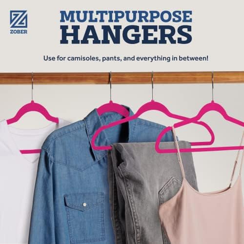 Zober Velvet Hangers 50 Pack - Heavy Duty Pink Hangers for Coats, Pants & Dress Clothes - Non Slip Clothes Hanger Set - Space Saving Felt Hangers for Clothing - Image 6