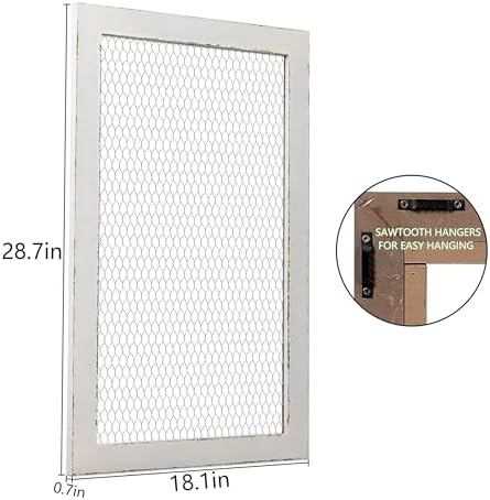 SOFE Chicken Wire White Framed Bulletin Boards, 18×29" Wood Grid Shelf - Image 2