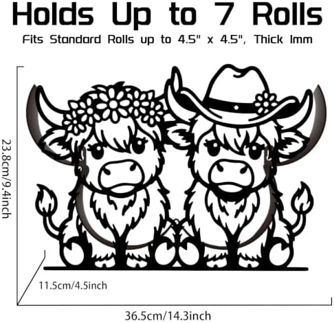 Highland Cow Toilet Paper Holder Wall Mount/Stand for Extra 8 Rolls - Image 2