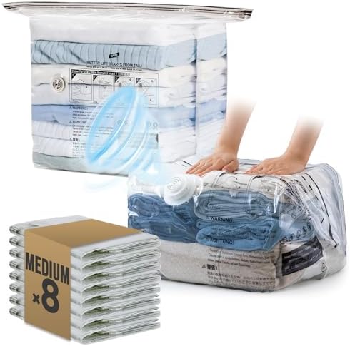 TAILI 8 Pack Cube Vacuum Storage Bags, Medium Size (25x19x11 inch), Clear by TAILI