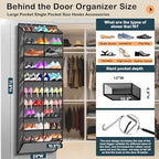 Kotkn 10-Tier Over the Door Shoe Organizer, 20 Pockets Holds 20-30 Pairs, Heavy-Duty Oxford Fabric with Hexagon Mesh for Boots & Sneakers-Dark Gray - Image 2