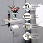 Toilet Paper Holder with Natural Marble Shelf for Bathroom Washroom,Wall Mounted Tissue Holder Suitable for Mega Roll (Brushed Nickel, Middle 7.87 * 4.72 in) - Image 3