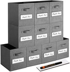 11 Inch Storage Cube,Storage bin (Set of 10) Foldable Fabric Cube Storage Bins with 10 Labels Window Cards & a Pen,Baskets Containers for Shelves,Closet Organizers Box for Home & Office,Gray by Artsdi