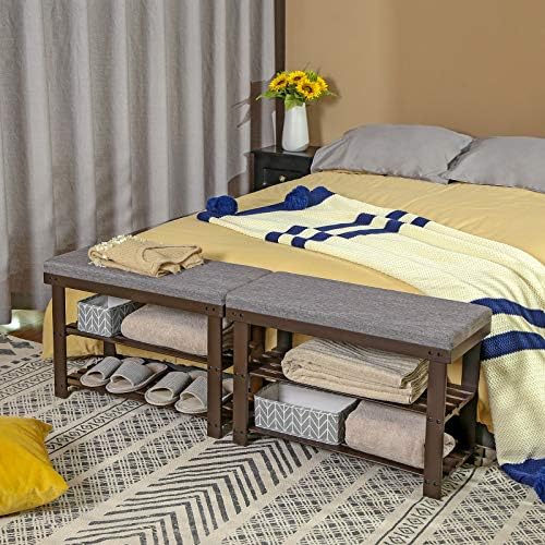SONGMICS Bamboo Shoe Bench, 3-Tier Shoe Rack, 11.9 x 28.3 x 19.2 Inches - Image 4