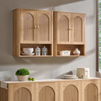 Bathroom Fluted Arched Wall Cabinet Set 2, 23.6''W Medicine Cabinet,Natural by IFGETEnrichYourLivingSpace