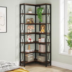 Tribesigns Corner Shelf, 7-Tier Industrial Corner Bookshelf and Bookcase - Image 3