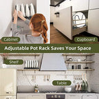 ROOHUA Pot and Pan Lid Organizer Rack for Under Cabinet, 12"-23" Expandable - Image 6