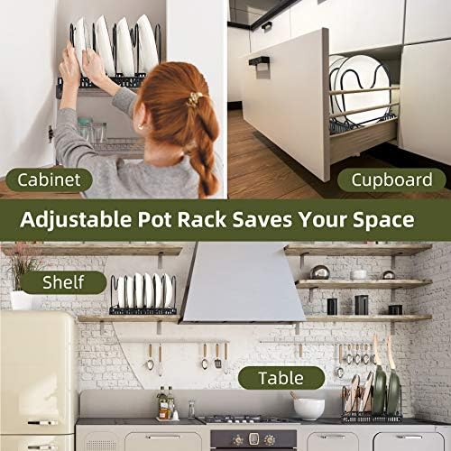 ROOHUA Pot and Pan Lid Organizer Rack for Under Cabinet, 12"-23" Expandable - Image 6
