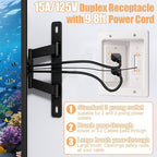 in-Wall TV Cable Management Kit with Recessed Dual AC Outlet, 9FT Extension Cord & Brush Wall Plate, TV Wire Hider for Wall Mounted TV, Power & Low Voltage Cable Concealer (2AC) - Image 4