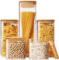 HomArtist Square Glass Jars with Bamboo Lids [Muti Size Set of 5], Glass Canisters with Airtight Lids, Glass Food Storage Containers for Pasta, Cereal, Flour, Sugar, Best for Kitchen & Pantry by HomArtist