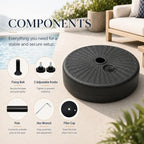 20 Inch 50 Lbs Fillable Heavy Duty Umbrella Base, Stable Outdoor Stand, Durable Holder for Lawn Patio Deck and Poolside Parasols, Black50 - Image 4