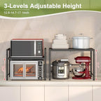 Expandable-Metal-Storage-Shelves-For-Pantry Kitchen Garage, 120lbs Heavy Duty Shelving Units For Small Appliance For Countertop Cabinets, Adjustable Shelf Organizer Riser Rack For Closet Warehouse - Image 2