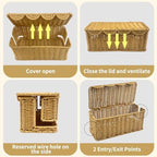 2 Pack Scalloped Edge Cable Management Box Handmade, Plastic Rattan Cable Organizer Box to Hide Wires, Under Desk Cord Organizer for Home TV Wires Computer Router USB Hub Strips (2 Open Slots) - Image 5
