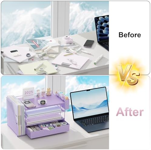 Wood Desk Organizers and Accessories with File Holder & Catalog Racks - Image 2
